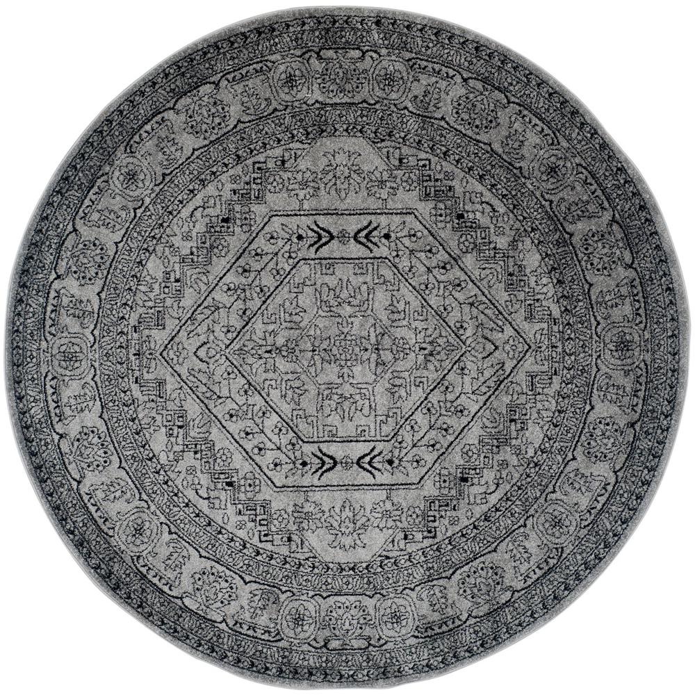 Adirondack, SILVER / BLACK, 8' X 8' Round, Area Rug, ADR108A-8R. Picture 1