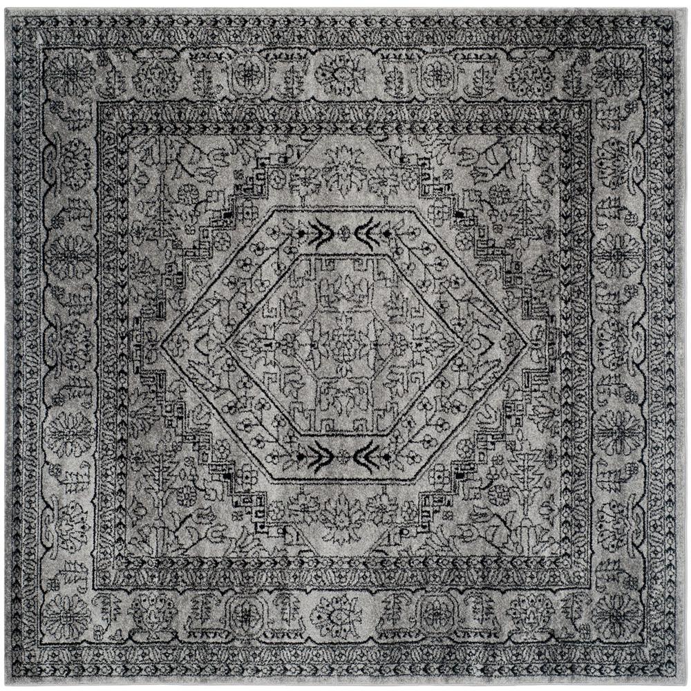Adirondack, SILVER / BLACK, 8' X 8' Square, Area Rug, ADR108A-8SQ. Picture 1