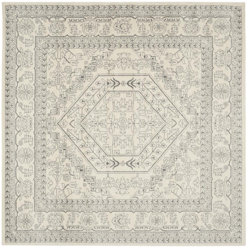 Adirondack, IVORY / SILVER, 8' X 8' Square, Area Rug. Picture 1