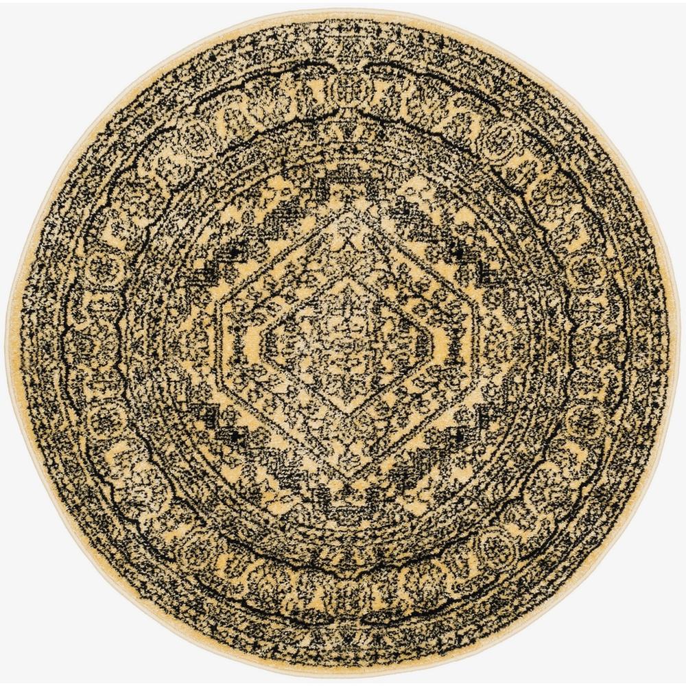 Adirondack, GOLD / BLACK, 4' X 4' Round, Area Rug. Picture 1
