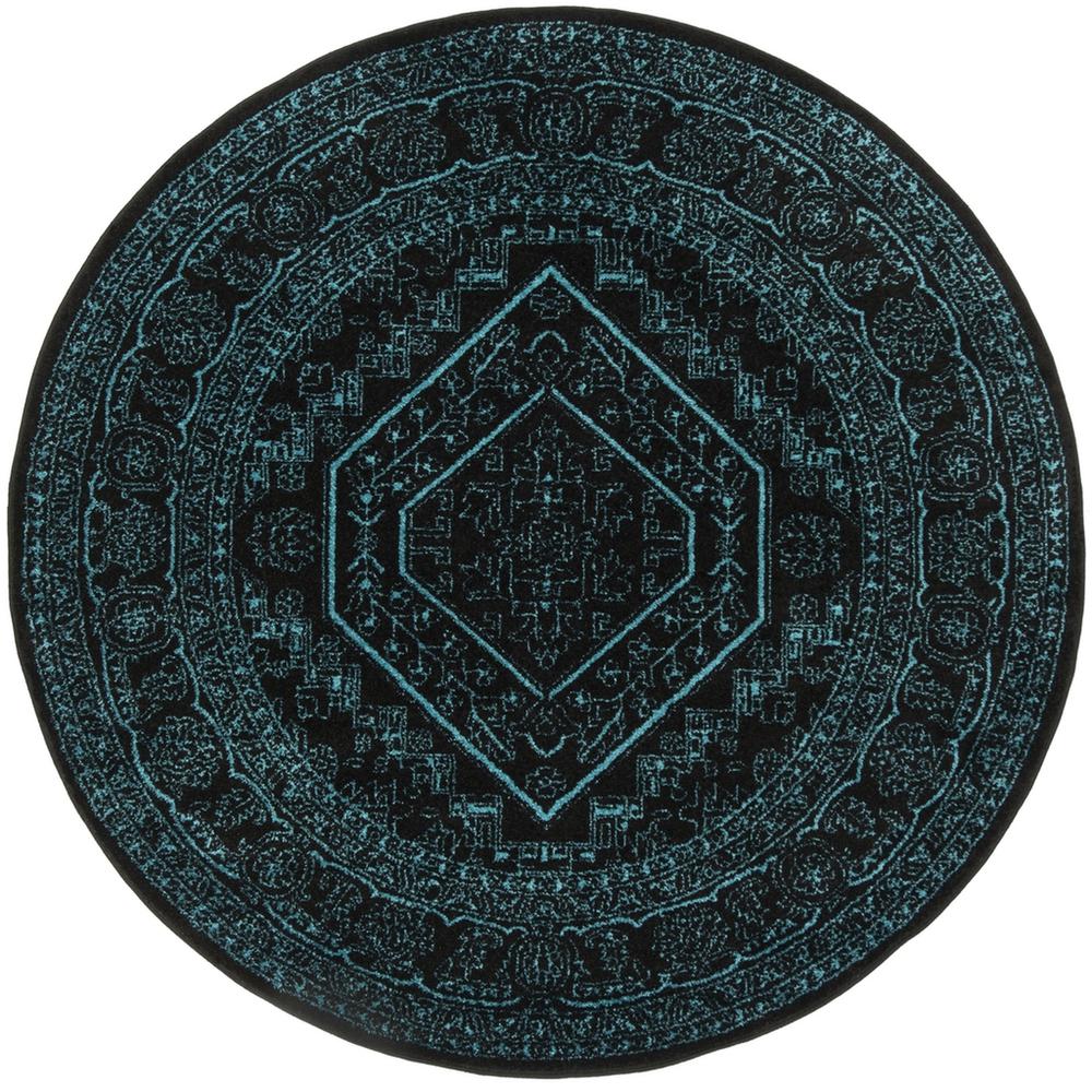 Adirondack, BLACK / TEAL, 6' X 6' Round, Area Rug, ADR108K-6R. Picture 1