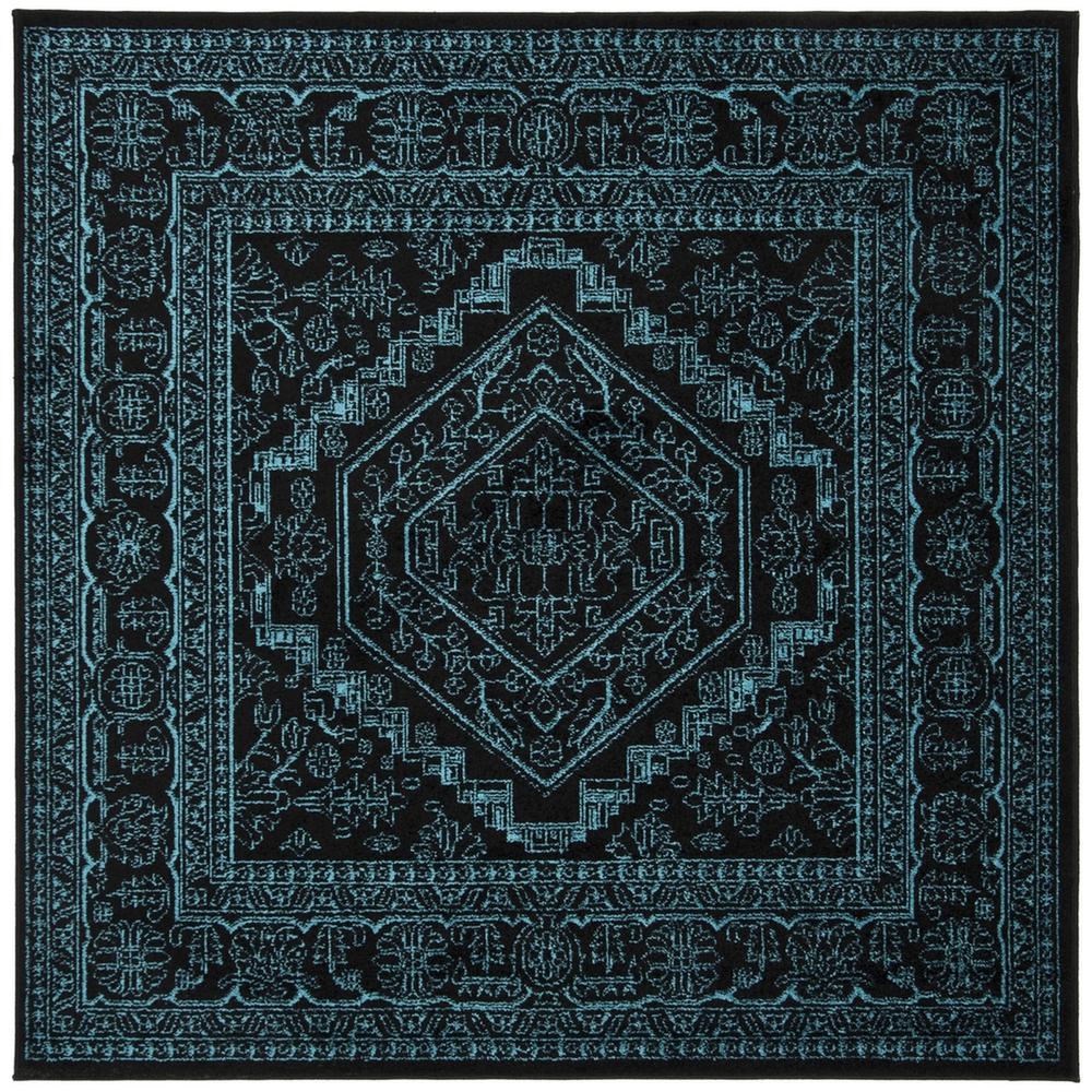 Adirondack, BLACK / TEAL, 6' X 6' Square, Area Rug, ADR108K-6SQ. Picture 1