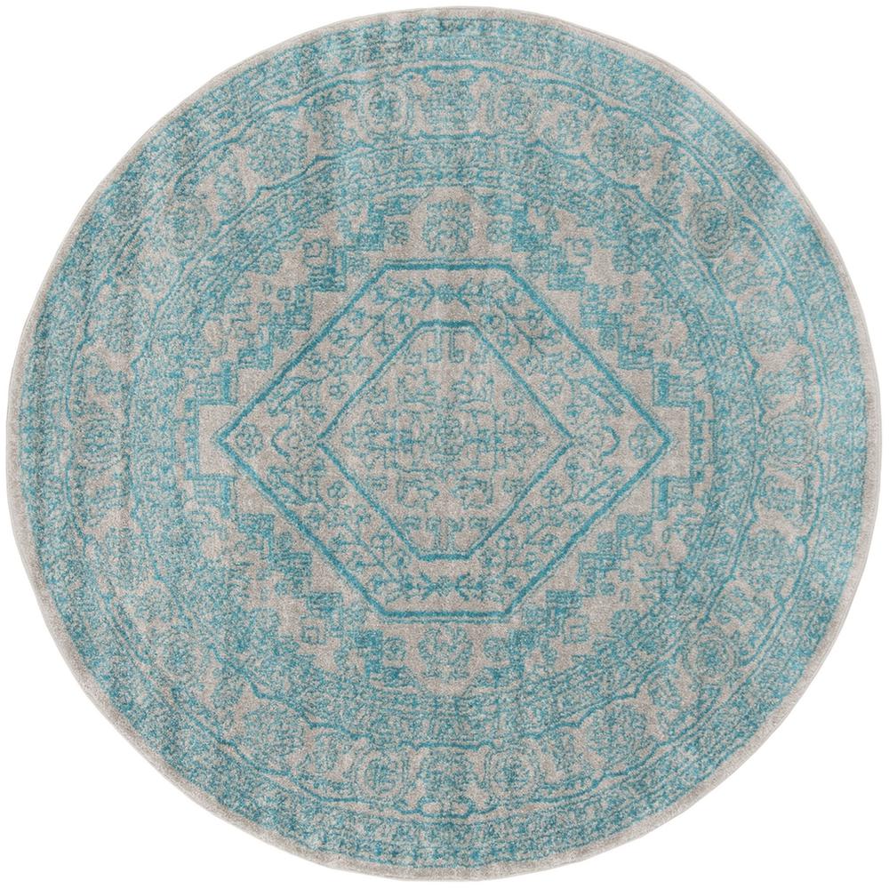 Adirondack, LIGHT GREY / TEAL, 6' X 6' Round, Area Rug. Picture 1