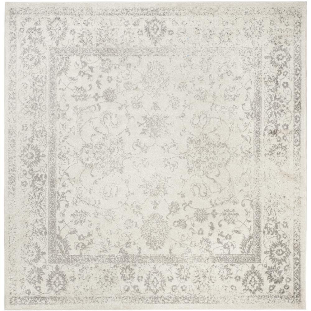 Adirondack, IVORY / SILVER, 8' X 8' Square, Area Rug, ADR109C-8SQ. Picture 1