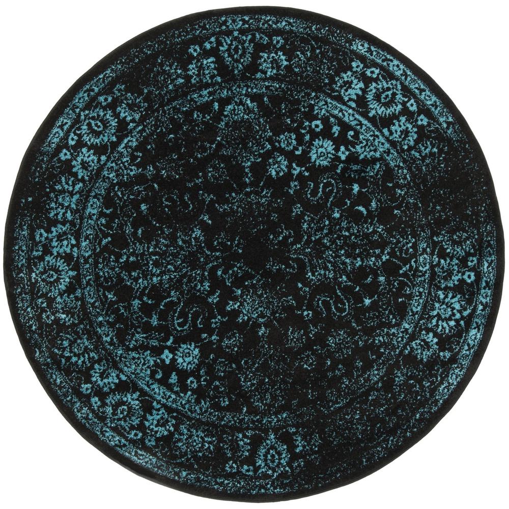 Adirondack, BLACK / TEAL, 6' X 6' Round, Area Rug, ADR109K-6R. Picture 1