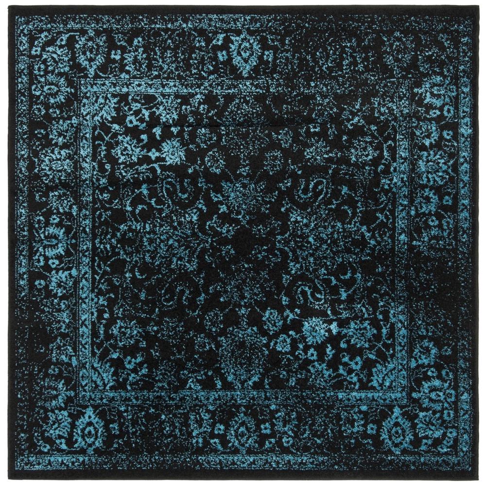 Adirondack, BLACK / TEAL, 6' X 6' Square, Area Rug, ADR109K-6SQ. Picture 1