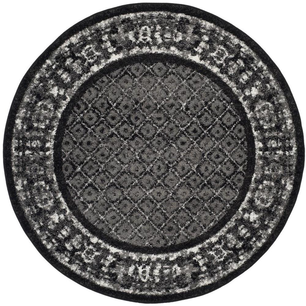 Adirondack, BLACK / SILVER, 4' X 4' Round, Area Rug, ADR110A-4R. Picture 1