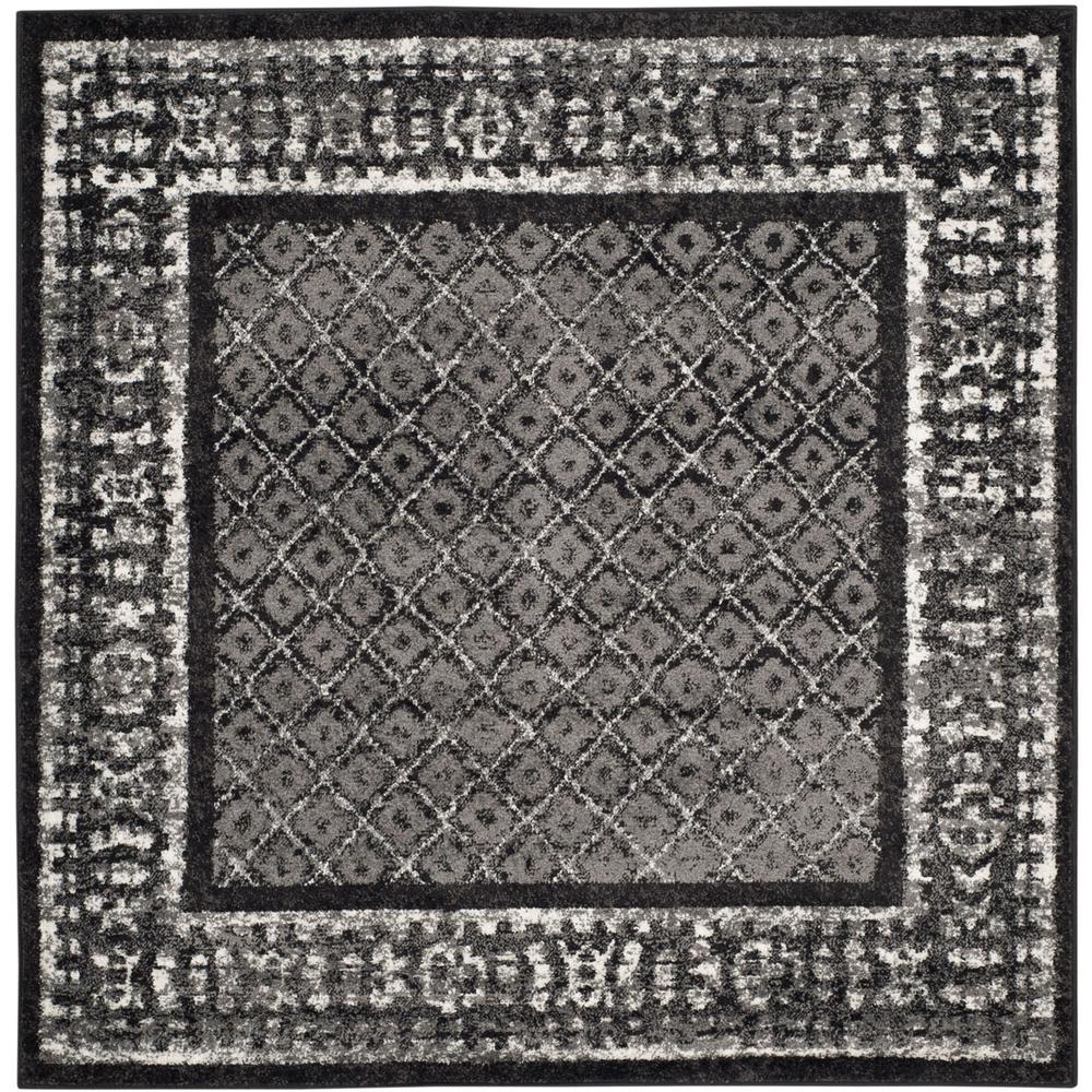 Adirondack, BLACK / SILVER, 4' X 4' Square, Area Rug, ADR110A-4SQ. Picture 1