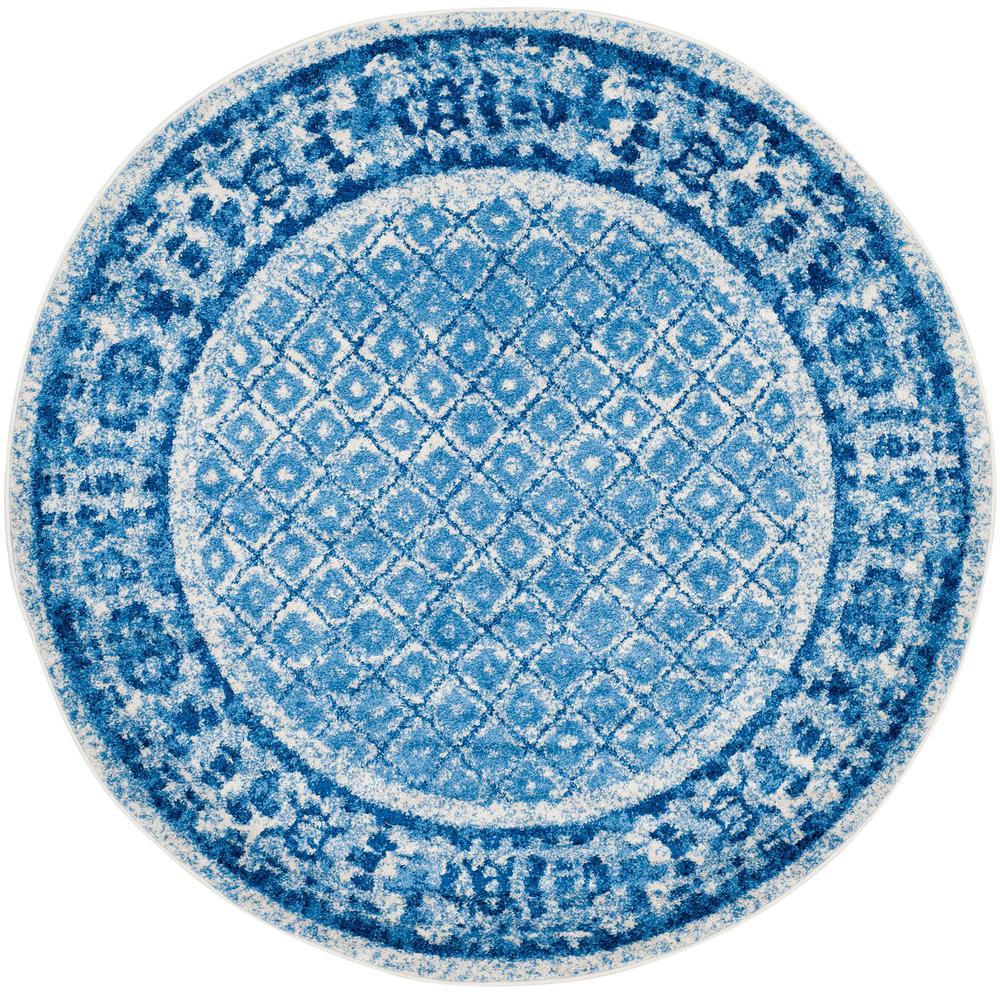 Adirondack, SILVER / BLUE, 4' X 4' Round, Area Rug, ADR110D-4R. Picture 1