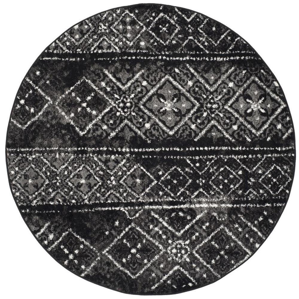 Adirondack, BLACK / SILVER, 4' X 4' Round, Area Rug, ADR111C-4R. Picture 1