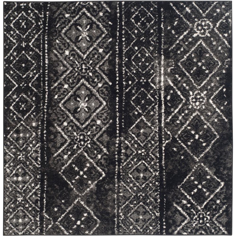 Adirondack, BLACK / SILVER, 4' X 4' Square, Area Rug, ADR111C-4SQ. Picture 1