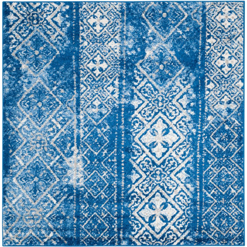 Adirondack, SILVER / BLUE, 4' X 4' Square, Area Rug, ADR111F-4SQ. Picture 1