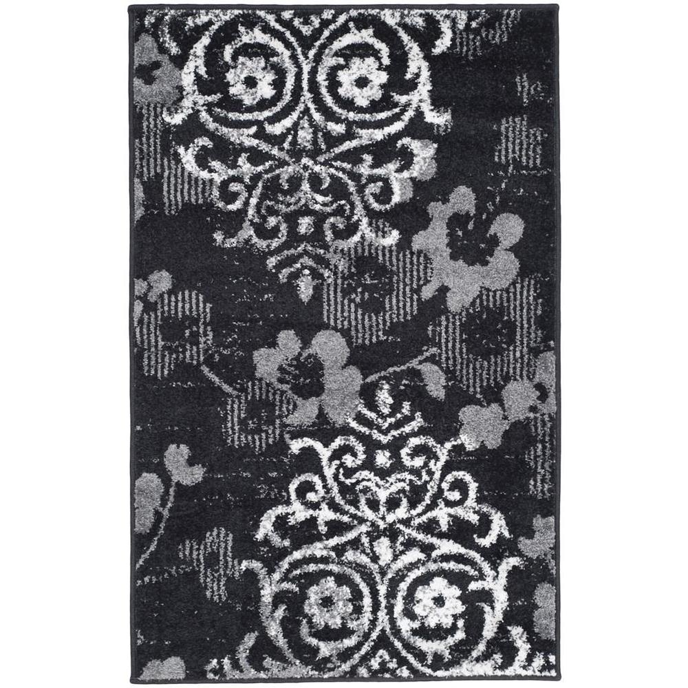 Adirondack, BLACK / SILVER, 2'-6" X 4', Area Rug, ADR114A-24. Picture 1