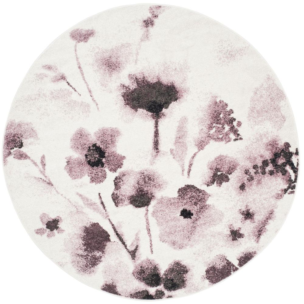 Adirondack, IVORY / PURPLE, 4' X 4' Round, Area Rug, ADR127L-4R. Picture 1