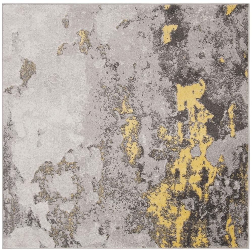 Adirondack, GREY / YELLOW, 4' X 4' Square, Area Rug. Picture 1