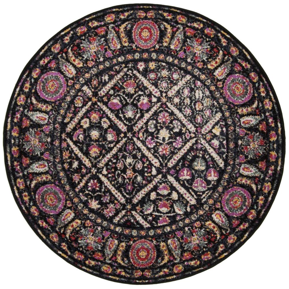 ADIRONDACK, BLACK / FUCHSIA, 6' X 6' Round, Area Rug. Picture 1