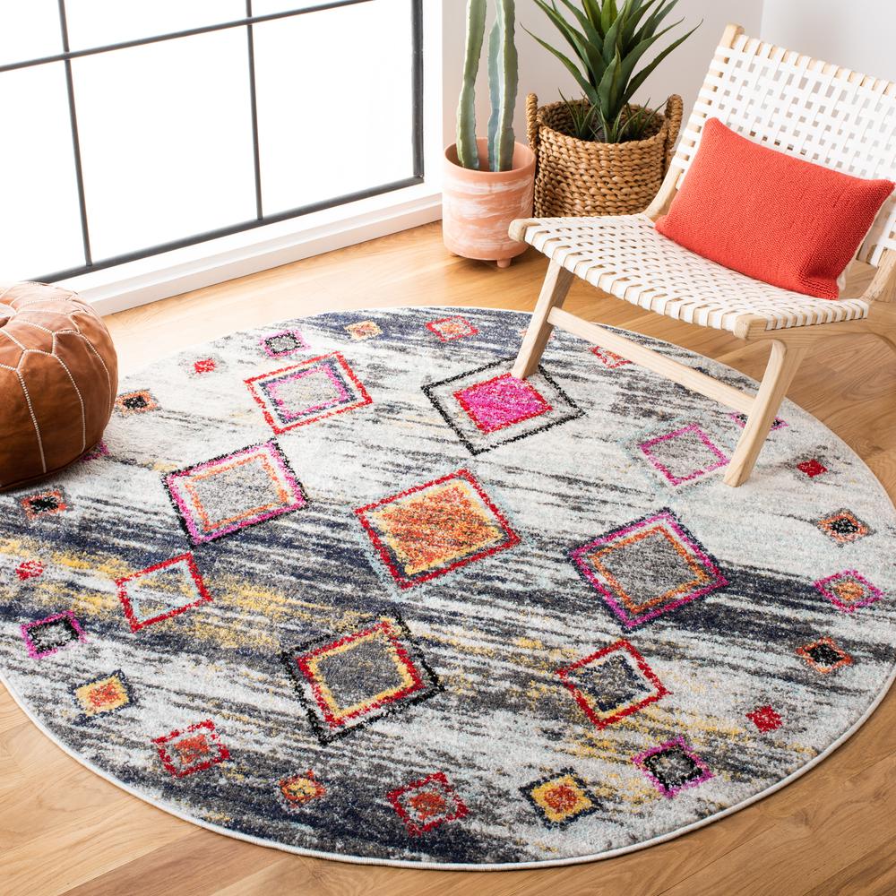 ADIRONDACK, LIGHT GREY / RED, 6' X 6' Round, Area Rug, ADR205F-6R. Picture 2