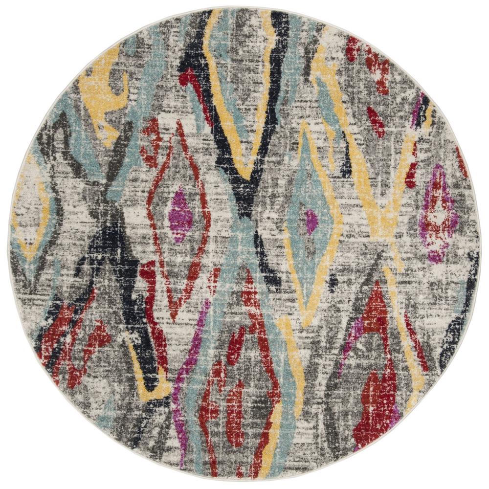 ADIRONDACK, LIGHT GREY / RED, 6' X 6' Round, Area Rug, ADR209F-6R. Picture 1