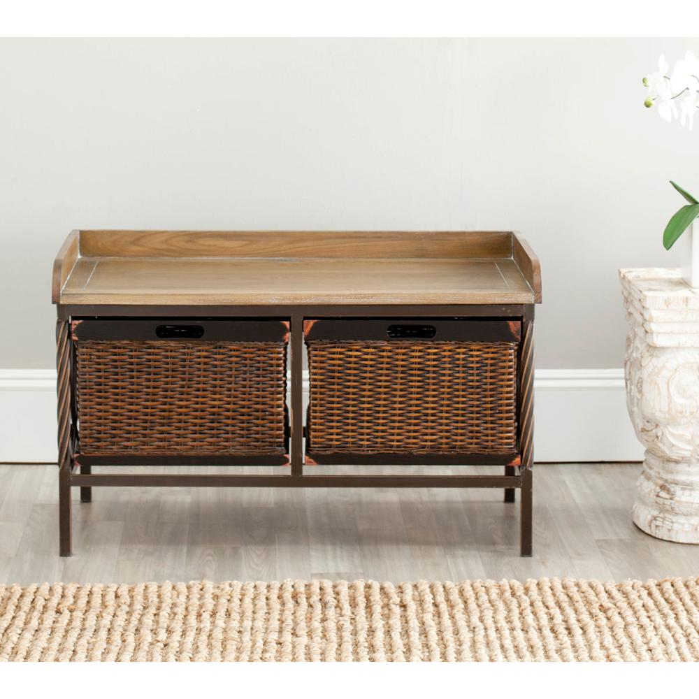 NOAH 2 DRAWER WOODEN STORAGE BENCH, AMH6528A. Picture 1