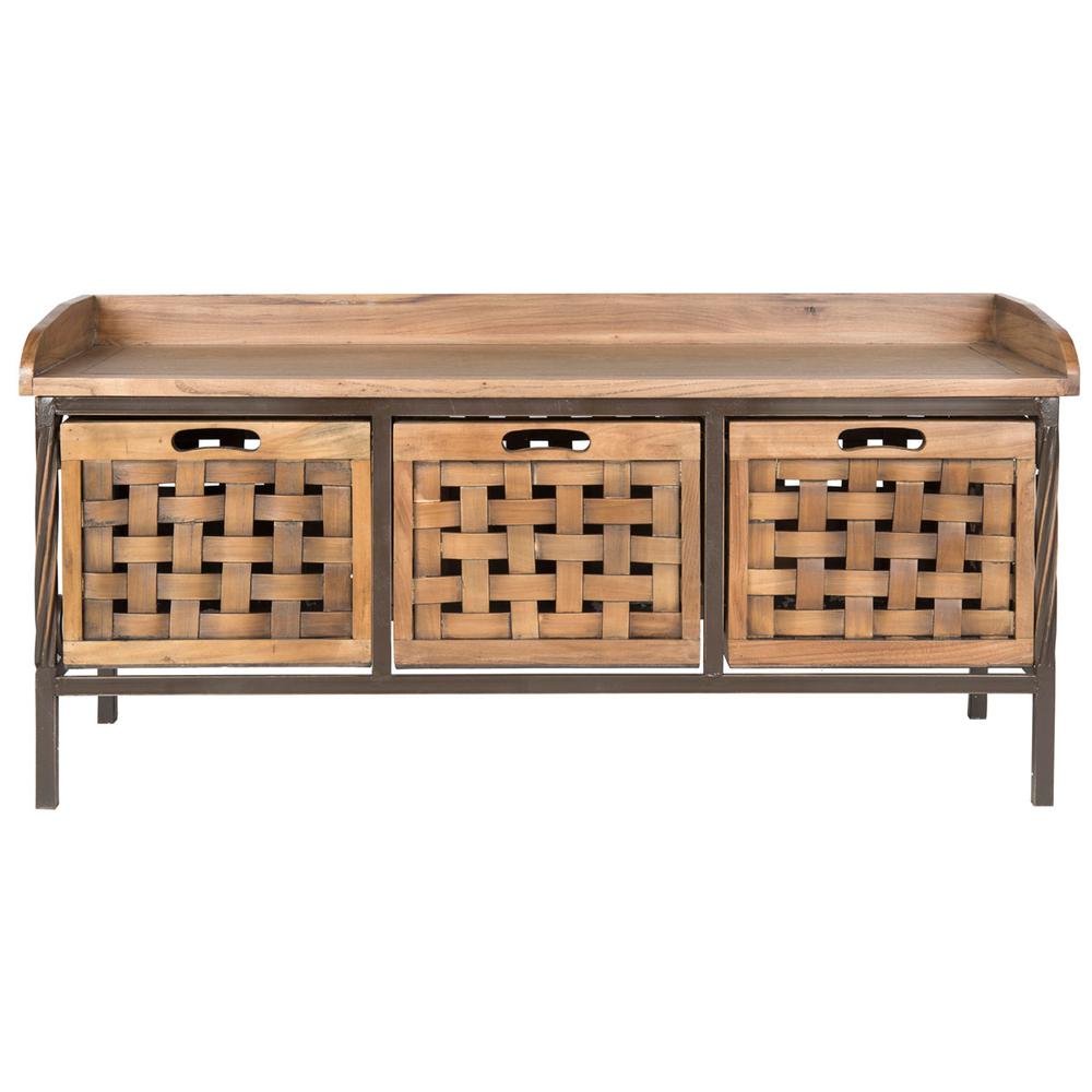 ISAAC 3 DRAWER WOODEN STORAGE BENCH, AMH6530E. Picture 1