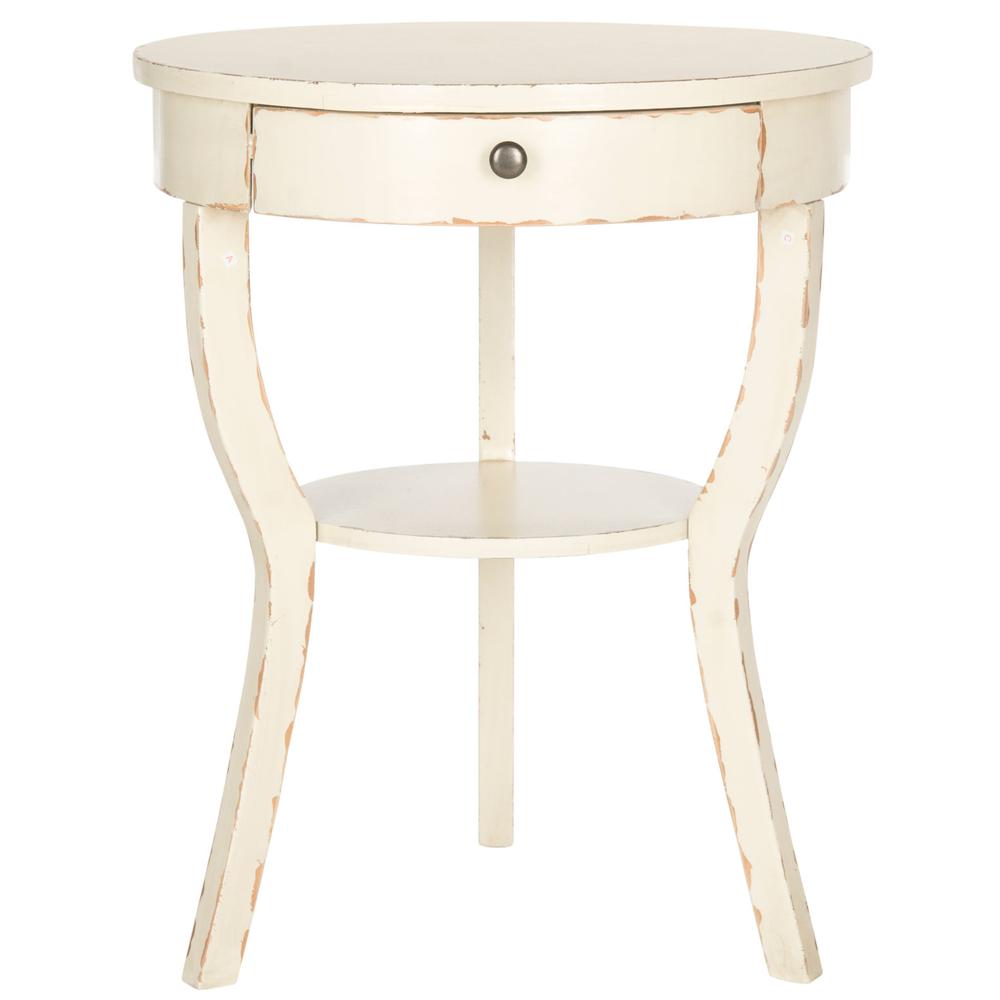 KENDRA ROUND PEDESTAL END TABLE W/ DRAWER, AMH6620D. Picture 1
