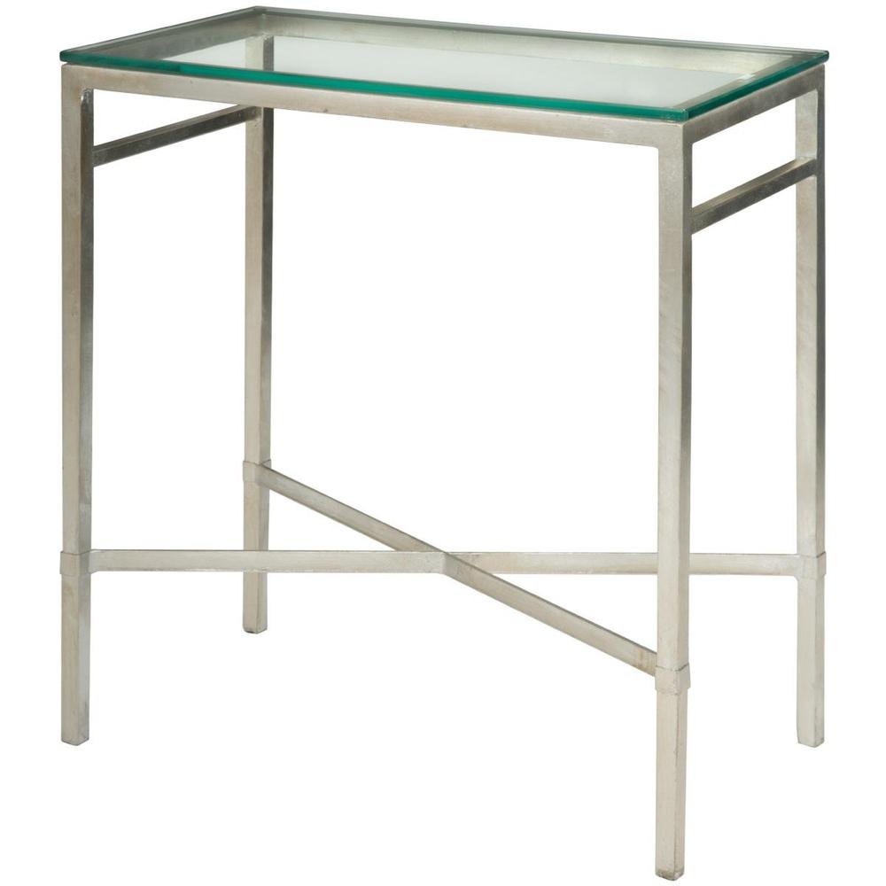 VIGGO ANTIQUE SILVER GLASS SIDE TABLE. Picture 1