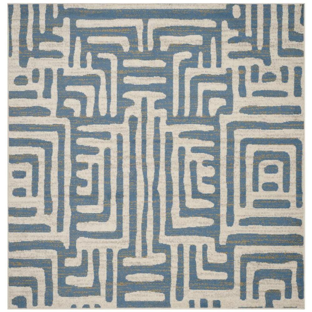 AMSTERDAM, IVORY / LIGHT BLUE, 6'-7" X 6'-7" Square, Area Rug. Picture 1