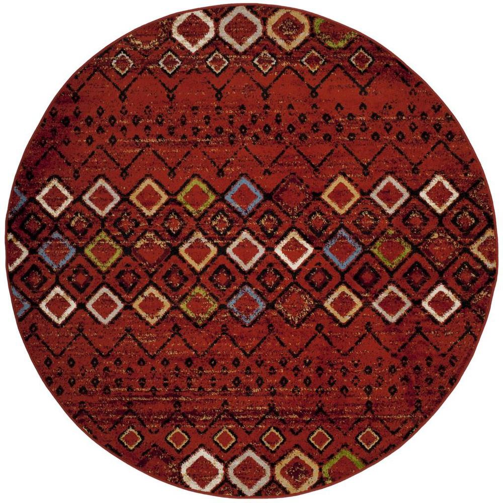 AMSTERDAM, TERRACOTTA / MULTI, 5'-1" X 5'-1" Round, Area Rug. Picture 1