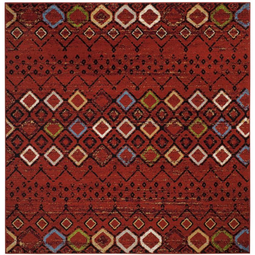 AMSTERDAM, TERRACOTTA / MULTI, 5'-1" X 5'-1" Square, Area Rug. Picture 1