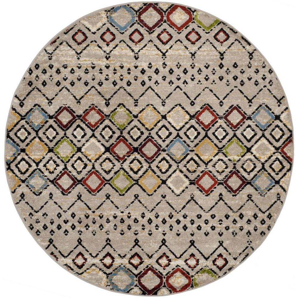 AMSTERDAM, LIGHT GREY / MULTI, 6'-7" X 6'-7" Round, Area Rug. Picture 1