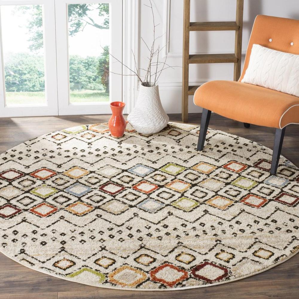 AMSTERDAM, IVORY / MULTI, 5'-1" X 5'-1" Round, Area Rug. Picture 1