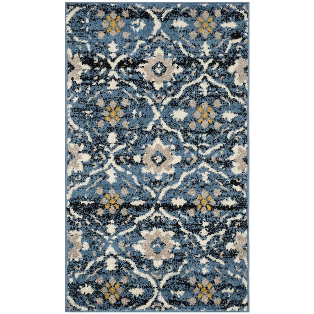 AMSTERDAM, BLUE / CREME, 3' X 5', Area Rug. Picture 1