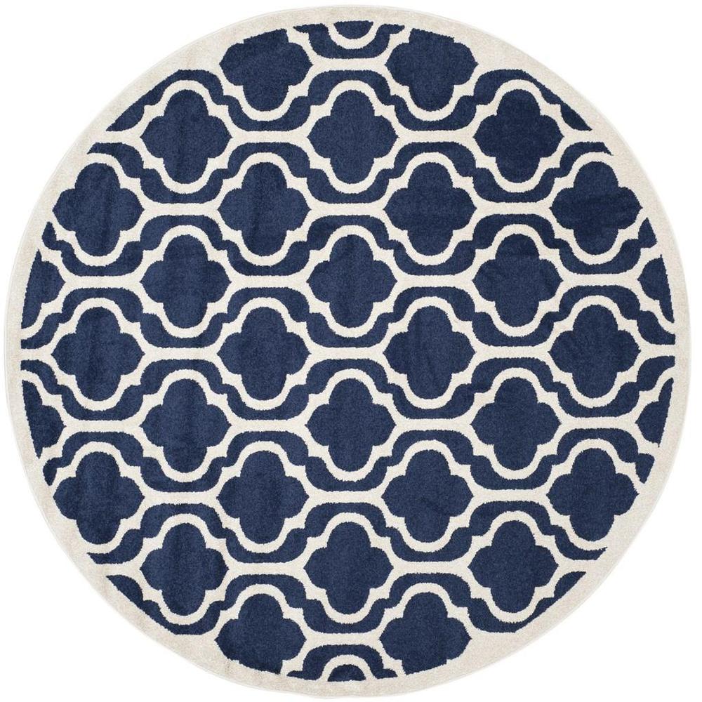 AMHERST, NAVY / BEIGE, 7' X 7' Round, Area Rug, AMT402P-7R. Picture 1