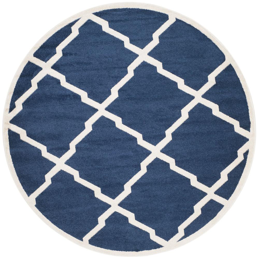 AMHERST, NAVY / BEIGE, 7' X 7' Round, Area Rug, AMT421P-7R. Picture 1