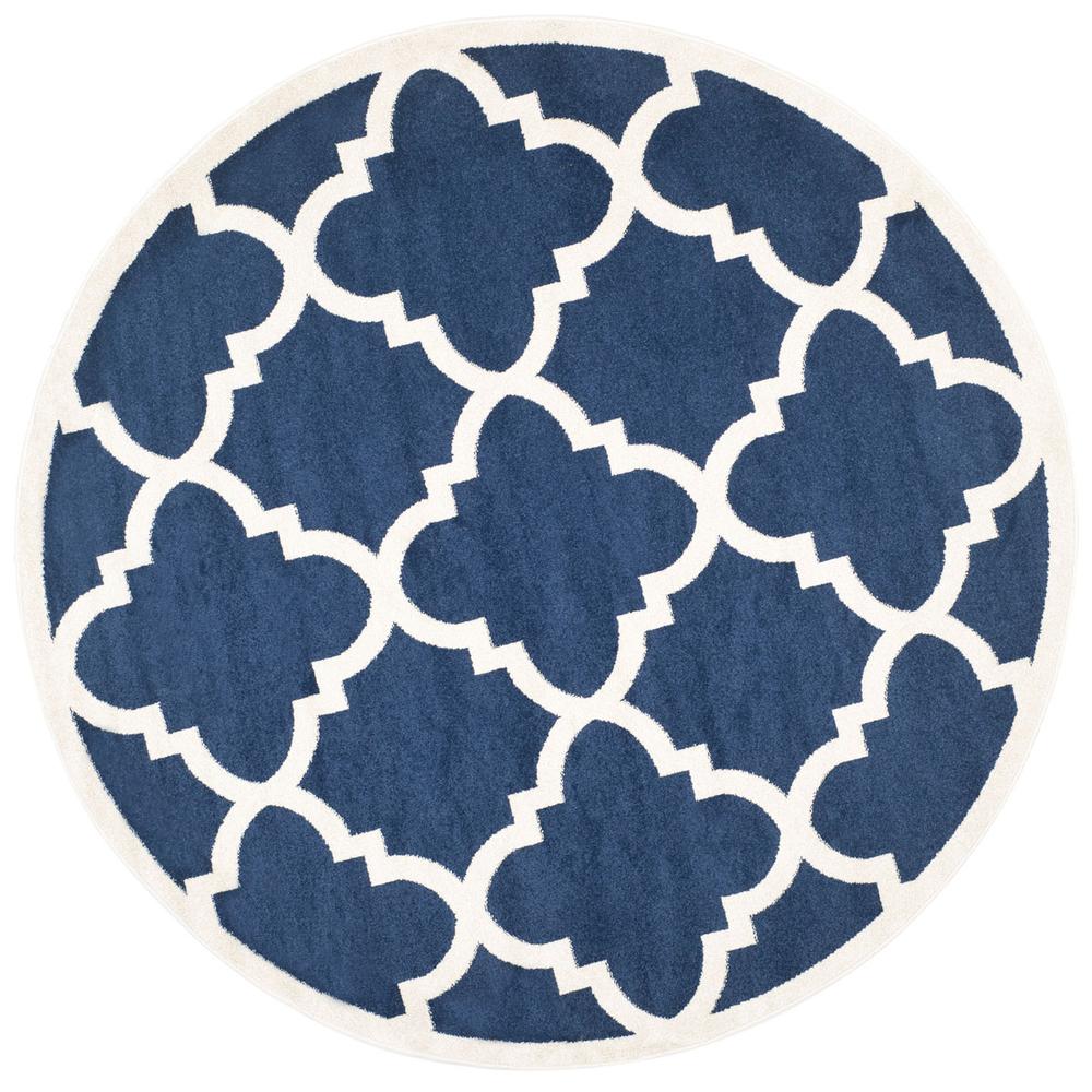 AMHERST, NAVY / BEIGE, 7' X 7' Round, Area Rug, AMT423P-7R. Picture 1