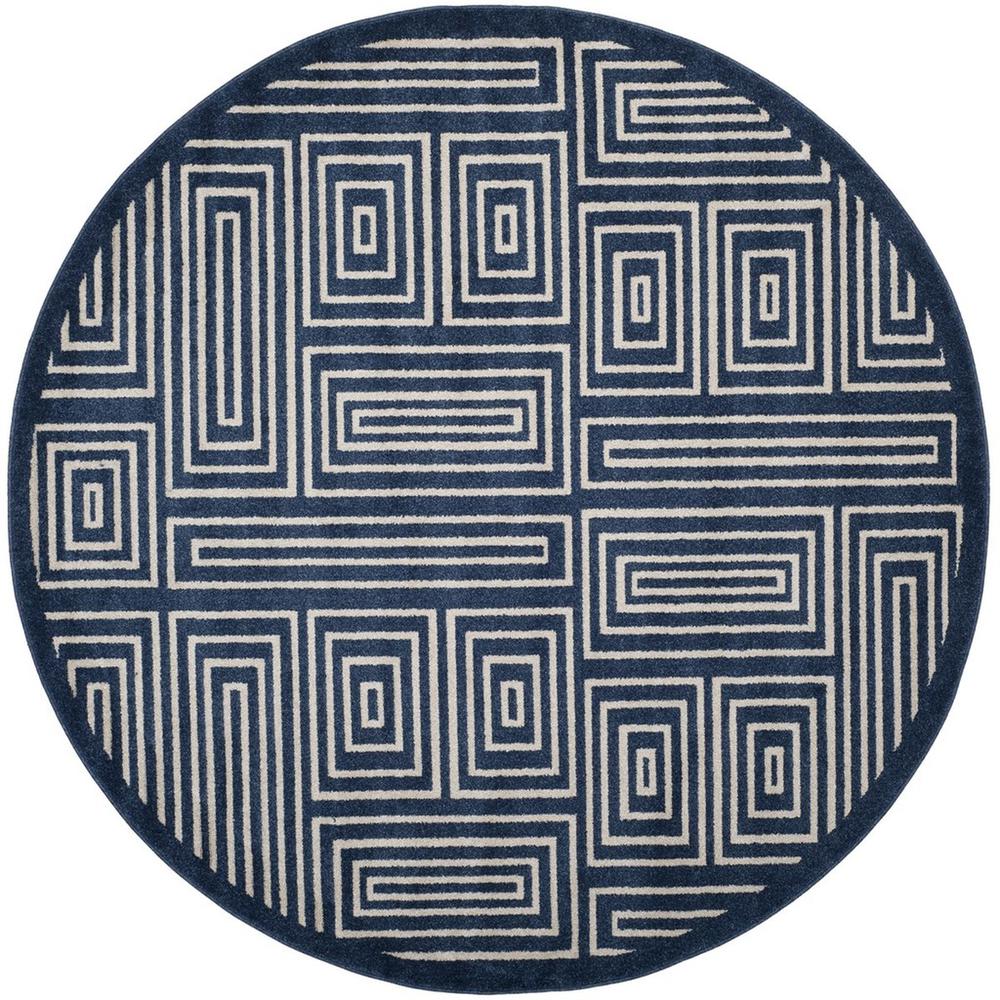 AMHERST, NAVY / IVORY, 7' X 7' Round, Area Rug, AMT430P-7R. Picture 1