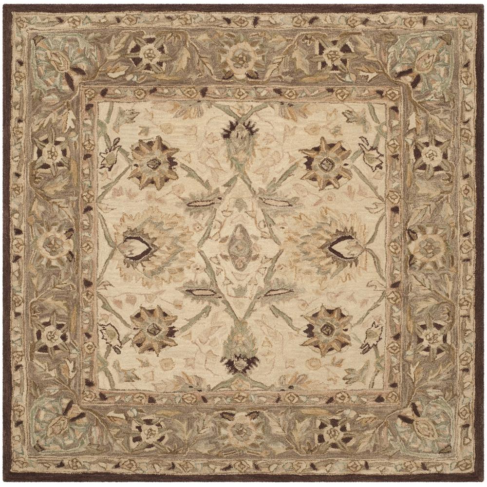 ANATOLIA, IVORY / BROWN, 6' X 6' Square, Area Rug. Picture 1