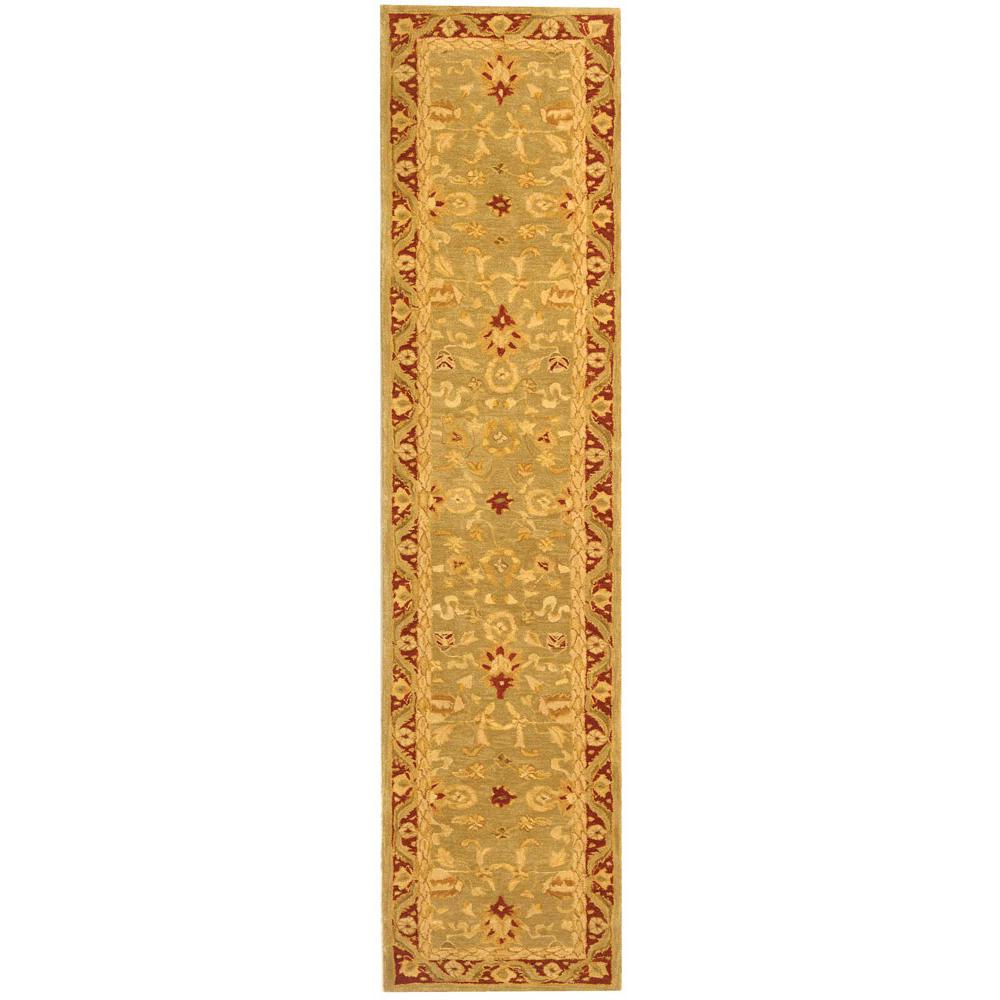 ANATOLIA, LIGHT GREEN / RED, 2'-3" X 10', Area Rug. Picture 1