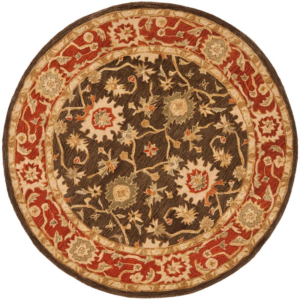 ANATOLIA, OLIVE / RUST, 4' X 4' Round, Area Rug. Picture 1