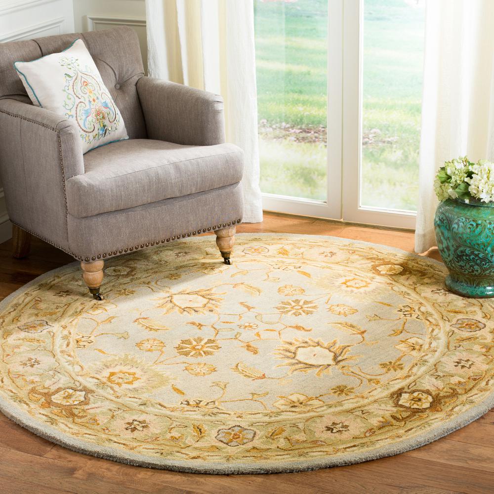 ANATOLIA, LIGHT BLUE / SAGE, 4' X 4' Round, Area Rug. Picture 3