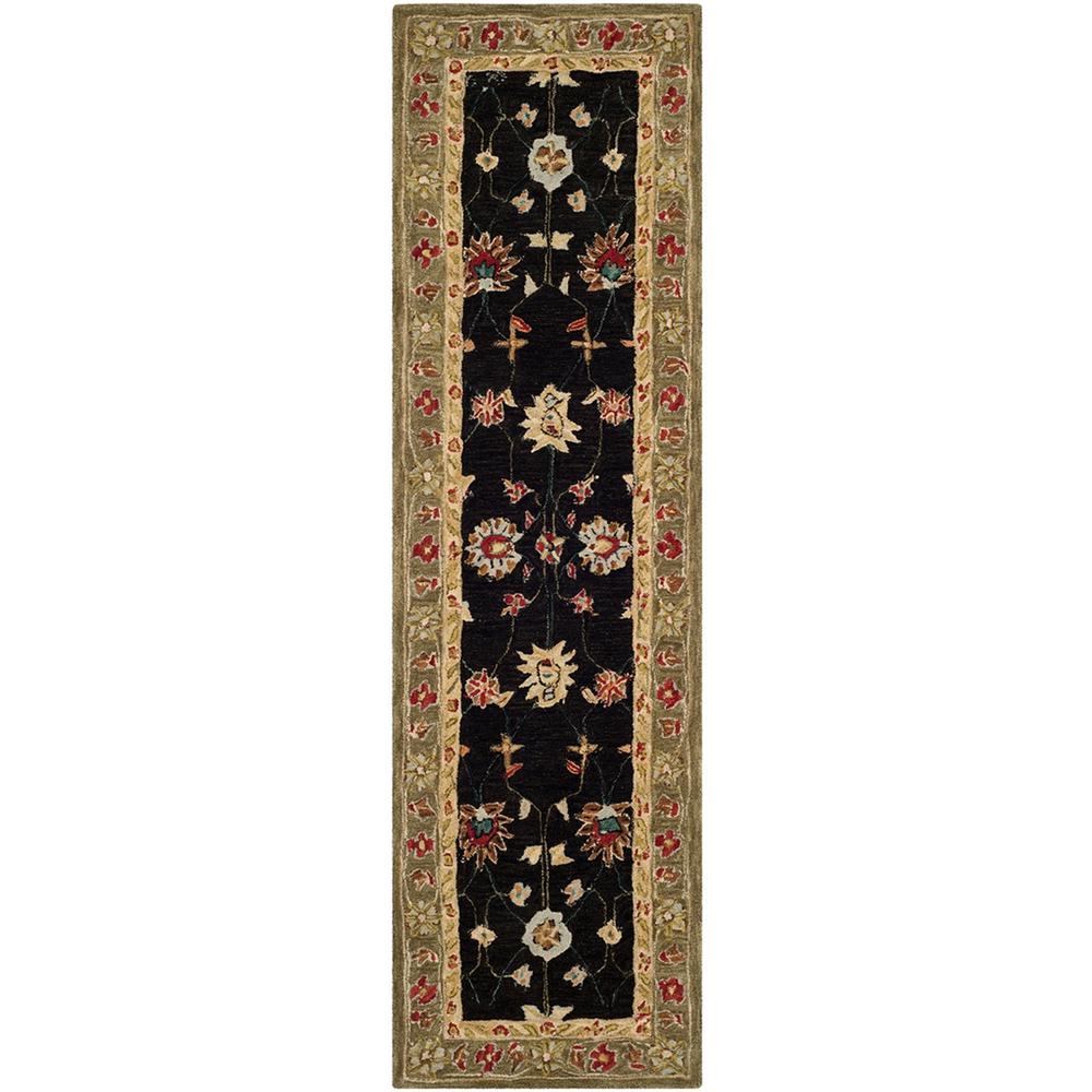 ANATOLIA, BLACK / GREEN, 2'-3" X 8', Area Rug. Picture 1