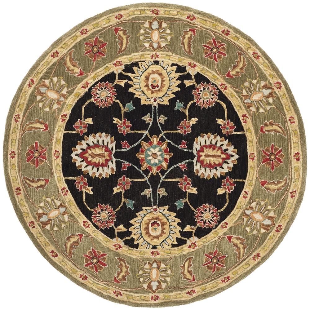 ANATOLIA, BLACK / GREEN, 6' X 6' Round, Area Rug. Picture 1