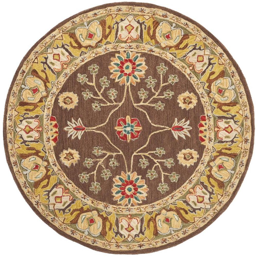 ANATOLIA, BROWN / GOLD, 6' X 6' Round, Area Rug. Picture 1