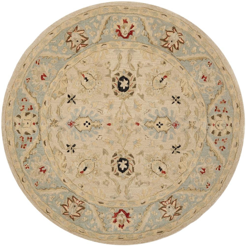 ANATOLIA, NATURAL / SOFT TURQUOISE, 6' X 6' Round, Area Rug. Picture 1
