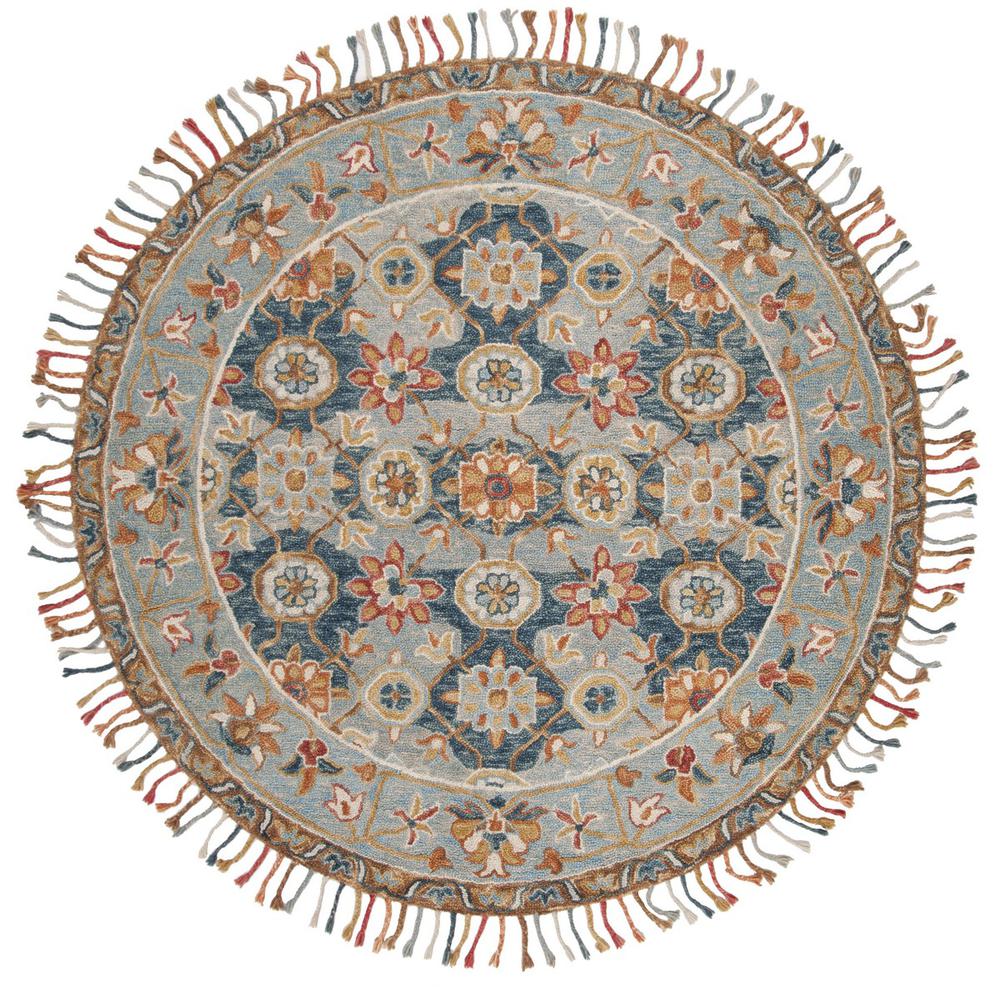 ASPEN, GREY / NAVY, 7' X 7' Round, Area Rug. Picture 1