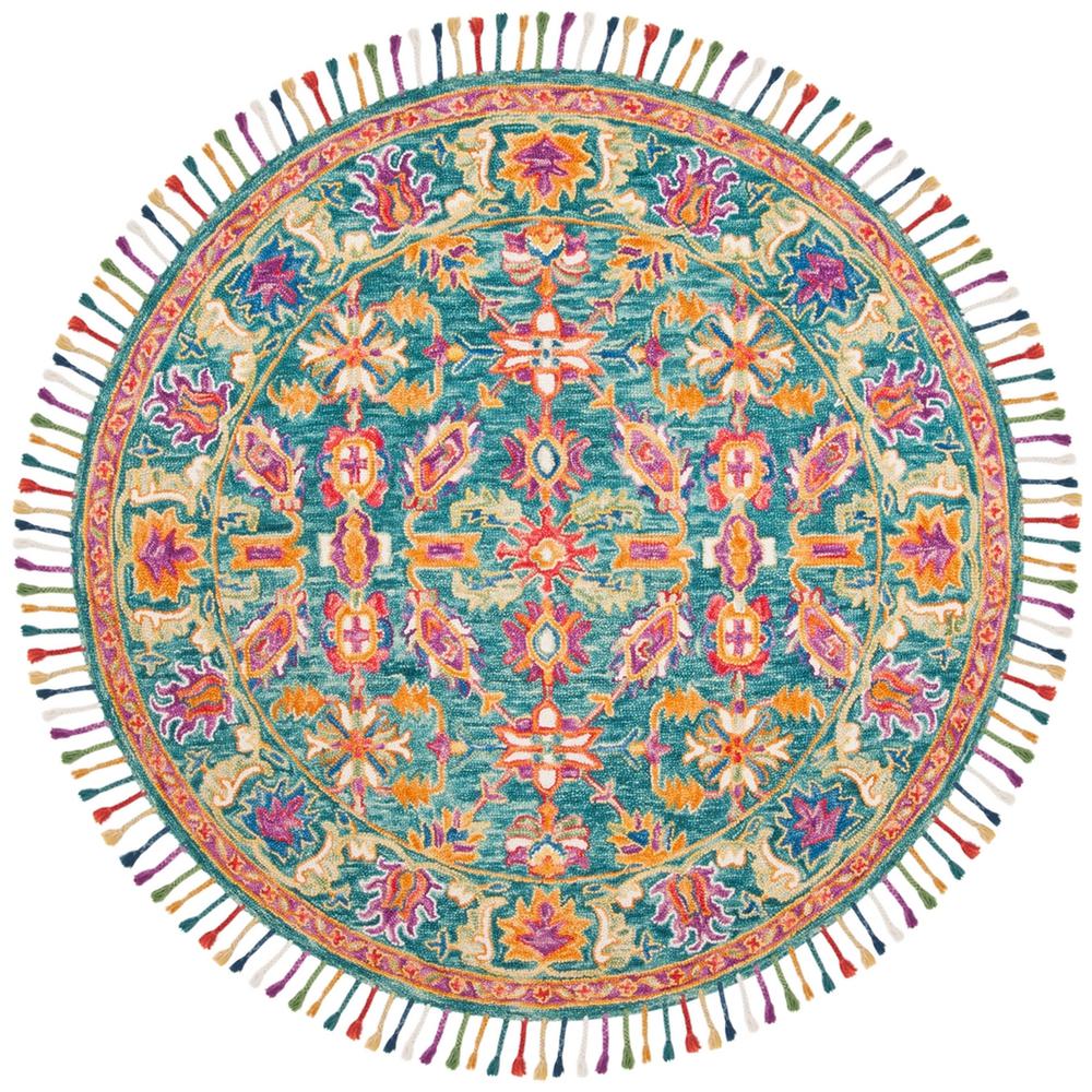 ASPEN, TURQUOISE / PURPLE, 7' X 7' Round, Area Rug. Picture 1