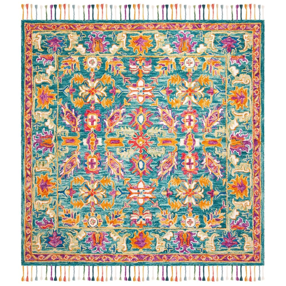 ASPEN, TURQUOISE / PURPLE, 7' X 7' Square, Area Rug. Picture 1