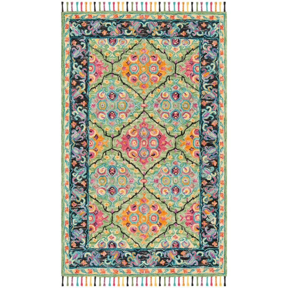 ASPEN, LIGHT GREEN / BLACK, 5' X 8', Area Rug. Picture 1