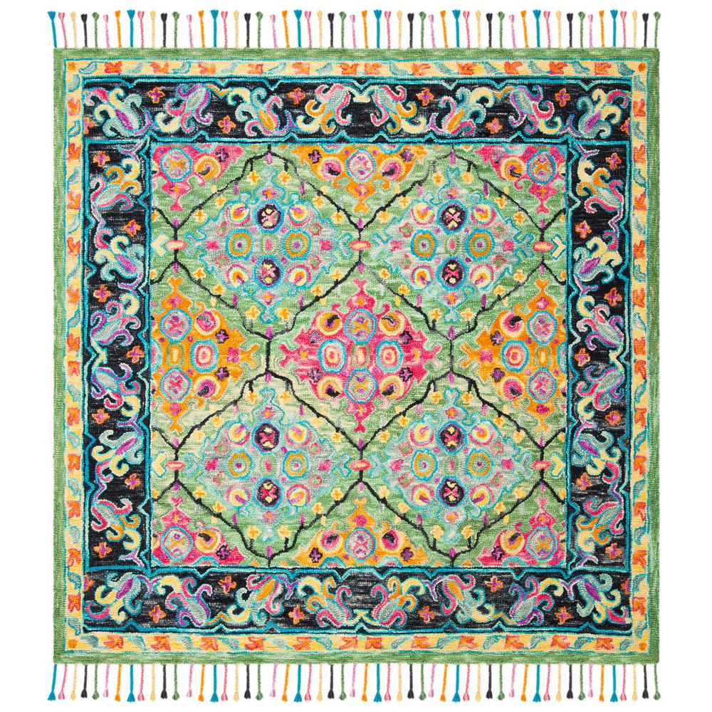 ASPEN, LIGHT GREEN / BLACK, 7' X 7' Square, Area Rug. Picture 1