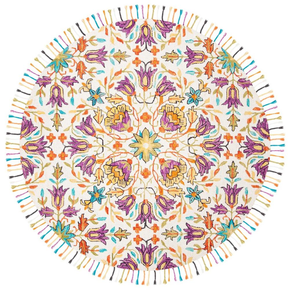 ASPEN, IVORY / PURPLE, 7' X 7' Round, Area Rug. Picture 1